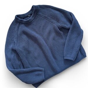 QUINCE 100% Organic Cotton Fisherman Crew Sweater in Navy (L)